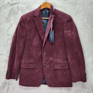 Tommy Hilfiger Daltry Blazer Mens 44L 44 Long Burgundy Corduroy Suit Jacket Coat